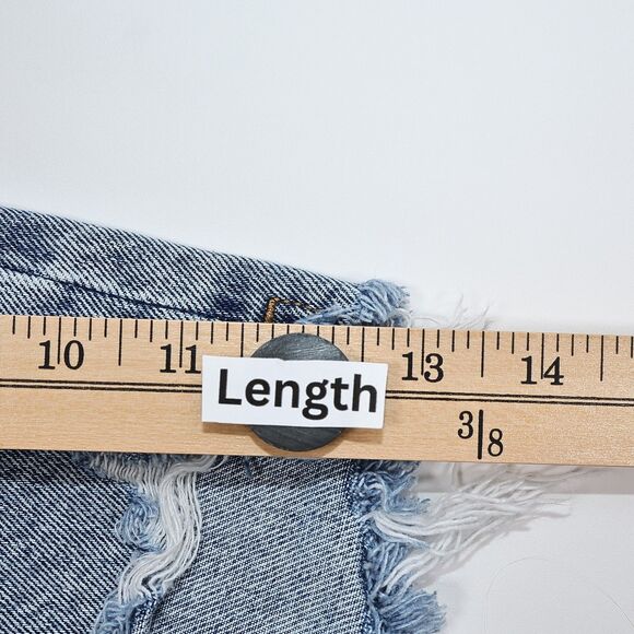 Show Me Your MuMu Shorts Womens 26 Blue Denim Distressed High Rise Frayed Hem - Picture 7 of 9